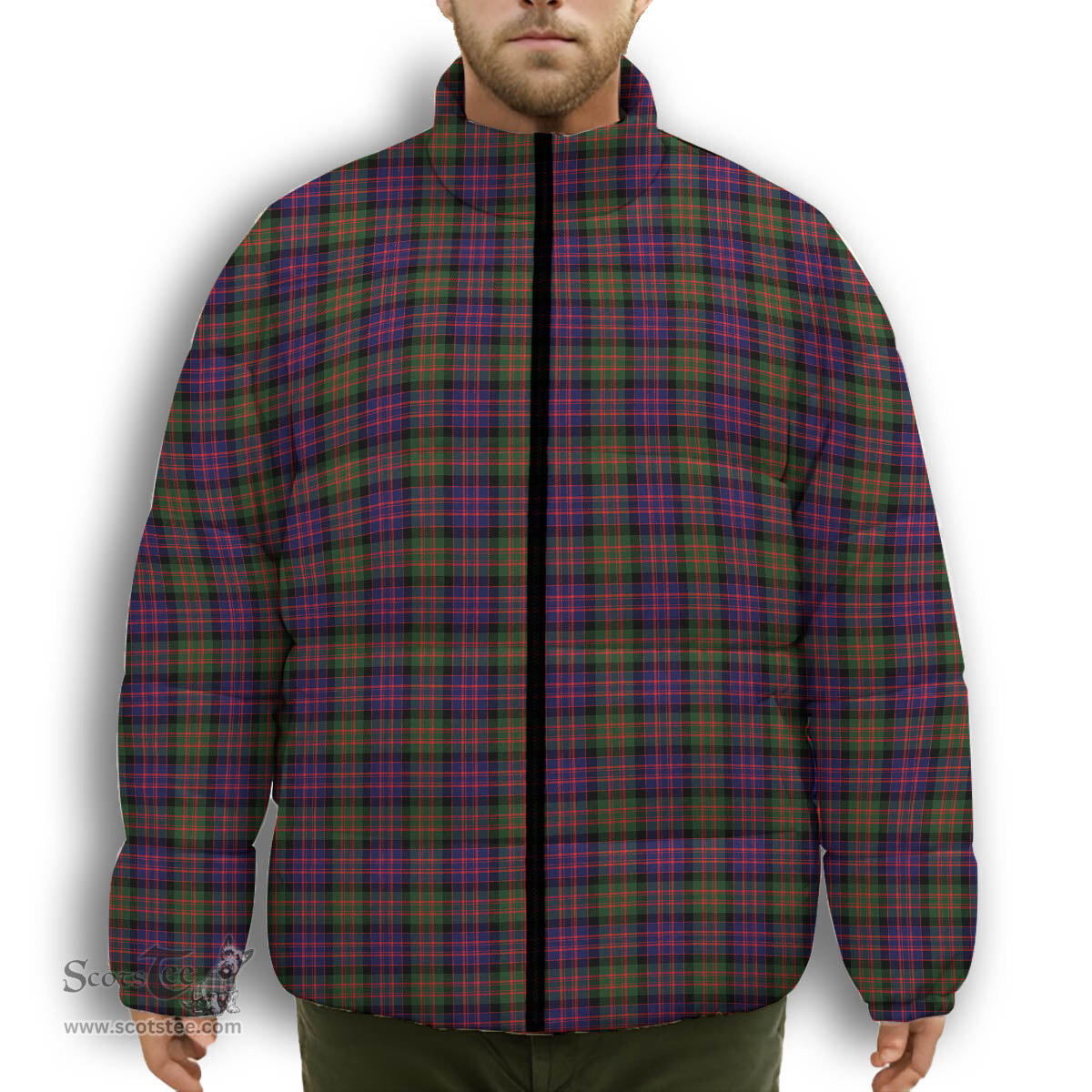 ScotsTee Shop Scottish Gillon Premium Tartan Collar Down Jacket Winter White Duck Down Plaid