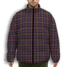 ScotsTee Shop Scottish Gillon Premium Tartan Collar Down Jacket Winter White Duck Down Plaid