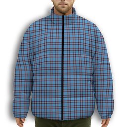 ScotsTee Shop Scottish Elliot Ancient Premium Tartan Collar Down Jacket Winter White Duck Down Plaid