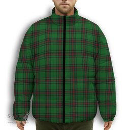 ScotsTee Shop Scottish Ged Premium Tartan Collar Down Jacket Winter White Duck Down Plaid