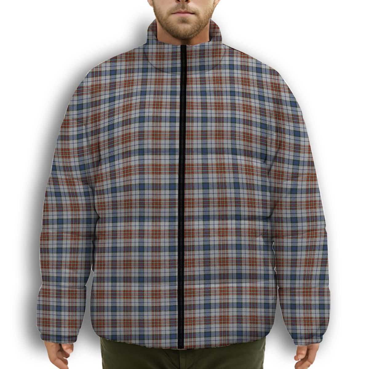ScotsTee Shop Scottish Gayre Arisaidh Premium Tartan Collar Down Jacket Winter White Duck Down Plaid