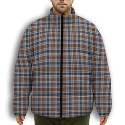 ScotsTee Shop Scottish Gayre Arisaidh Premium Tartan Collar Down Jacket Winter White Duck Down Plaid