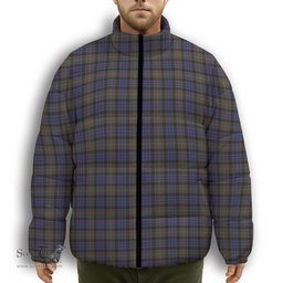 ScotsTee Shop Scottish Fletcher of Dunans SC Premium Tartan Collar Down Jacket Winter White Duck Down Plaid