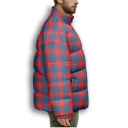 ScotsTee Shop Scottish Galloway Red Premium Tartan Collar Down Jacket Winter White Duck Down Plaid