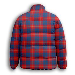 ScotsTee Shop Scottish Galloway Red Premium Tartan Collar Down Jacket Winter White Duck Down Plaid