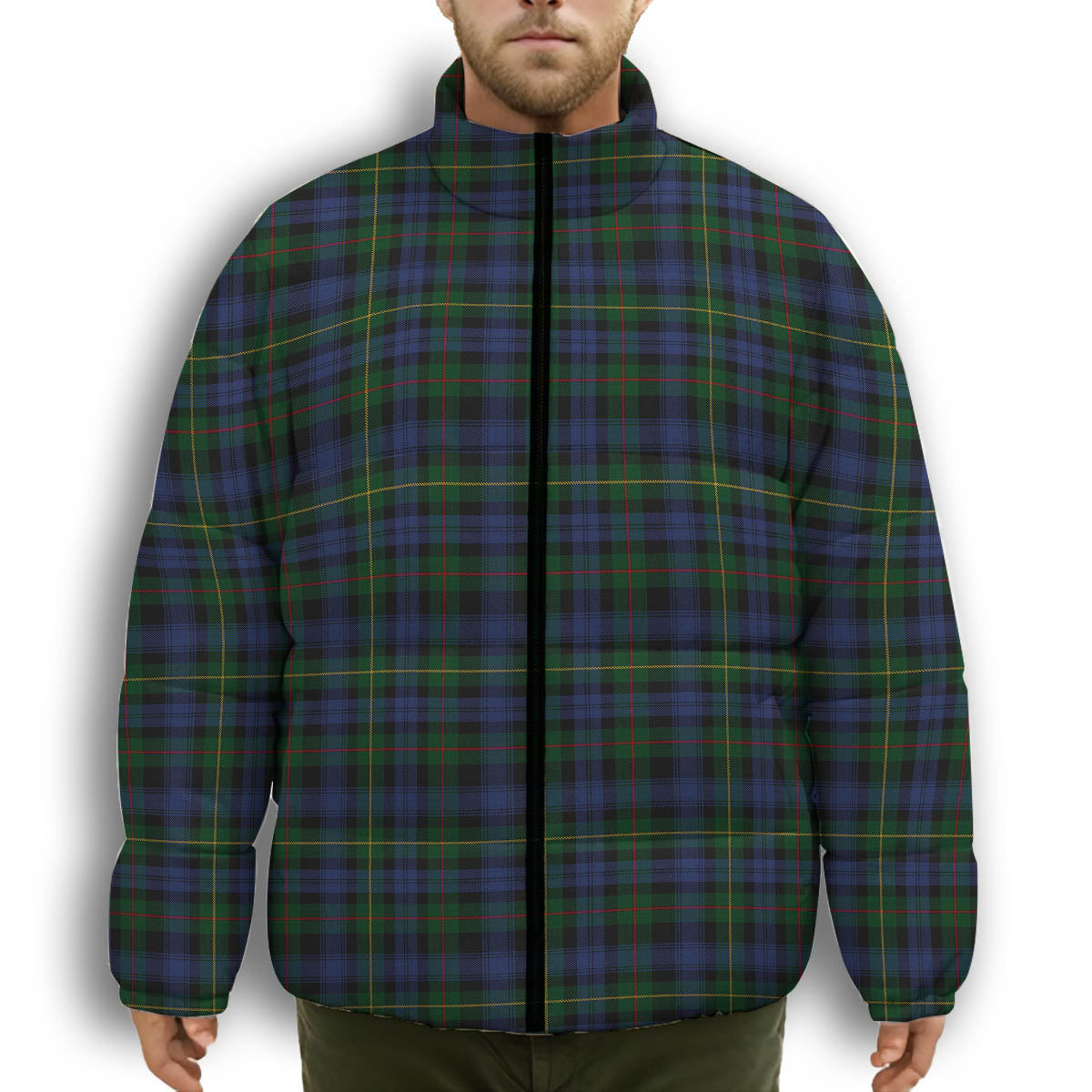 ScotsTee Shop Scottish Farquharson Vestiarium Scoticum Premium Tartan Collar Down Jacket Winter White Duck Down Plaid