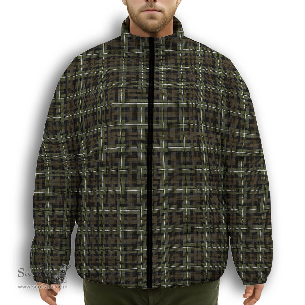 ScotsTee Shop Scottish Forbes of Druminnor Premium Tartan Collar Down Jacket Winter White Duck Down Plaid