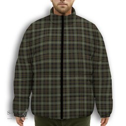 ScotsTee Shop Scottish Forbes of Druminnor Premium Tartan Collar Down Jacket Winter White Duck Down Plaid