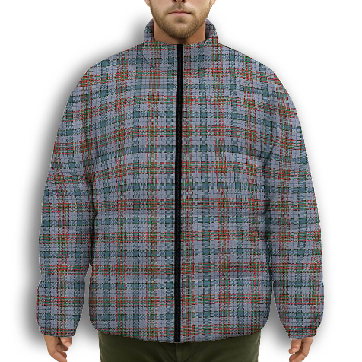 ScotsTee Shop Scottish Gayre Hunting Ancient Premium Tartan Collar Down Jacket Winter White Duck Down Plaid