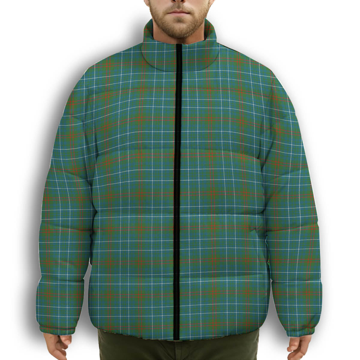 ScotsTee Shop Scottish Edmonstone Ancient Premium Tartan Collar Down Jacket Winter White Duck Down Plaid