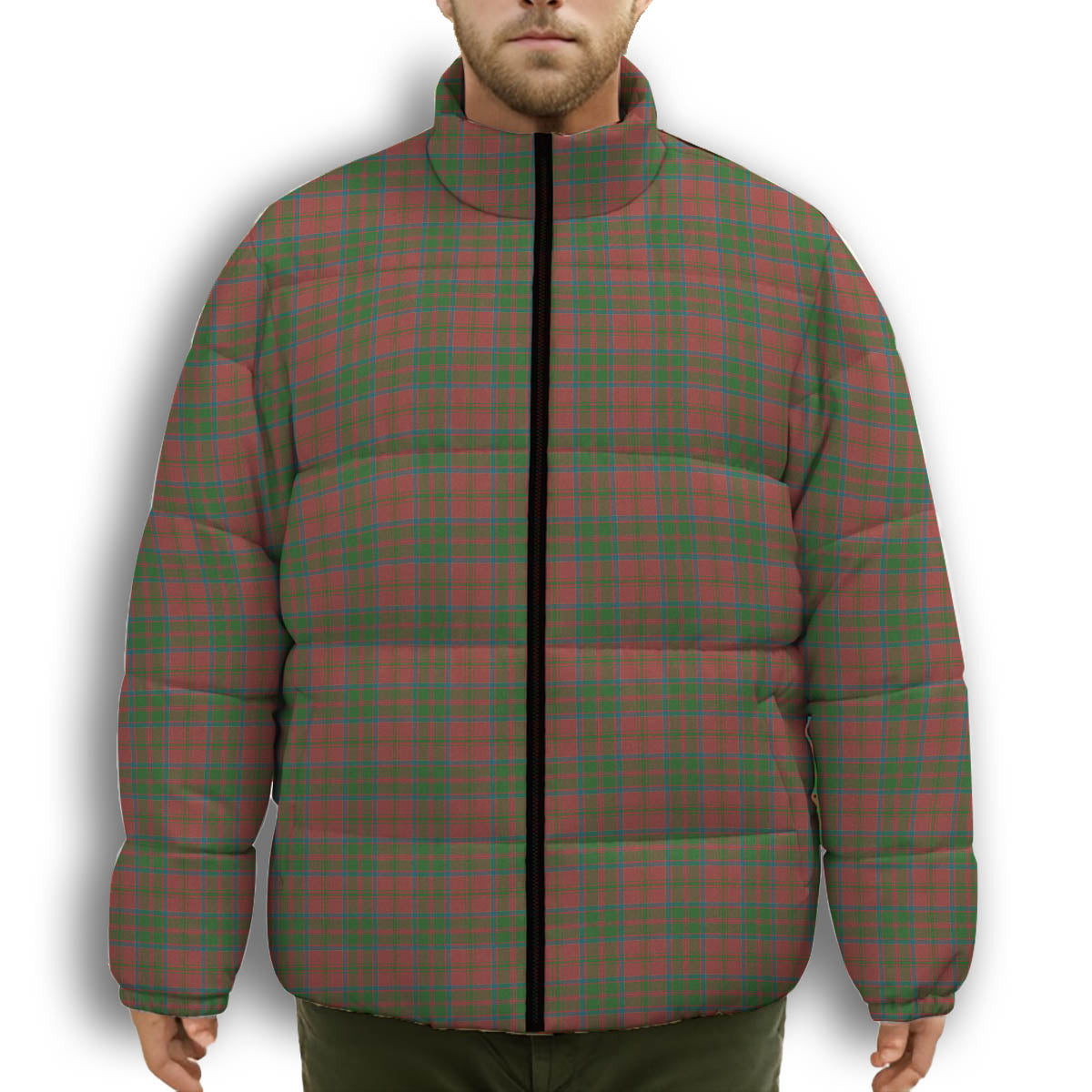 ScotsTee Shop Scottish Donald of Glencoe Ancient Premium Tartan Collar Down Jacket Winter White Duck Down Plaid