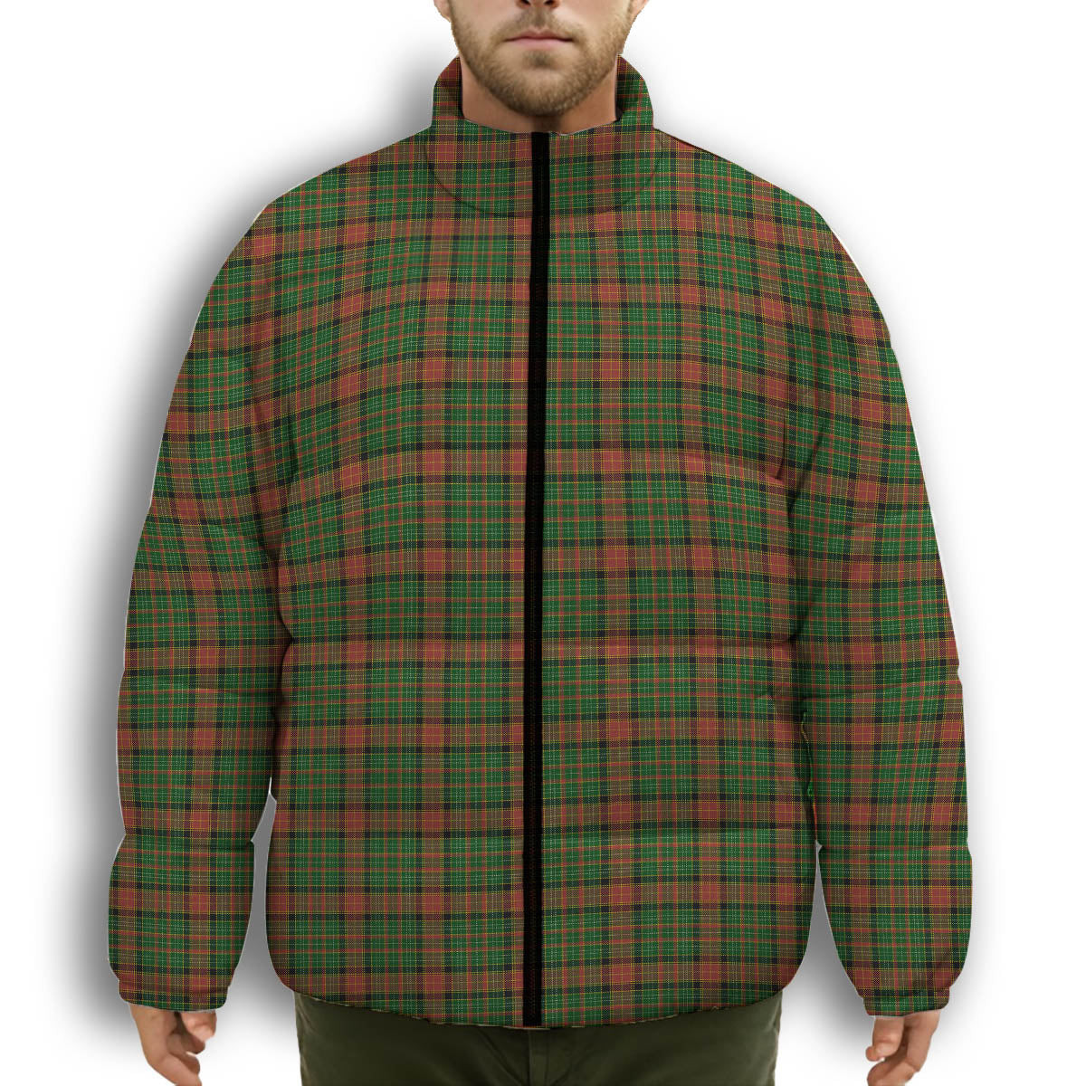 ScotsTee Shop Scottish Dalrymple of Castleton Premium Tartan Collar Down Jacket Winter White Duck Down Plaid