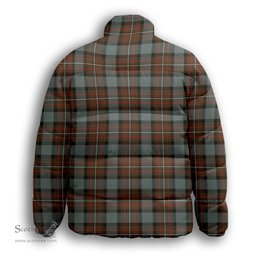 ScotsTee Shop Scottish Ferguson Weathered Premium Tartan Collar Down Jacket Winter White Duck Down Plaid