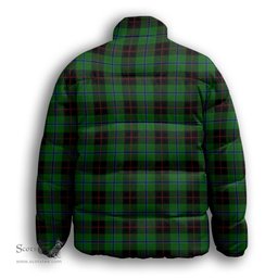ScotsTee Shop Scottish Douglas Black Premium Tartan Collar Down Jacket Winter White Duck Down Plaid