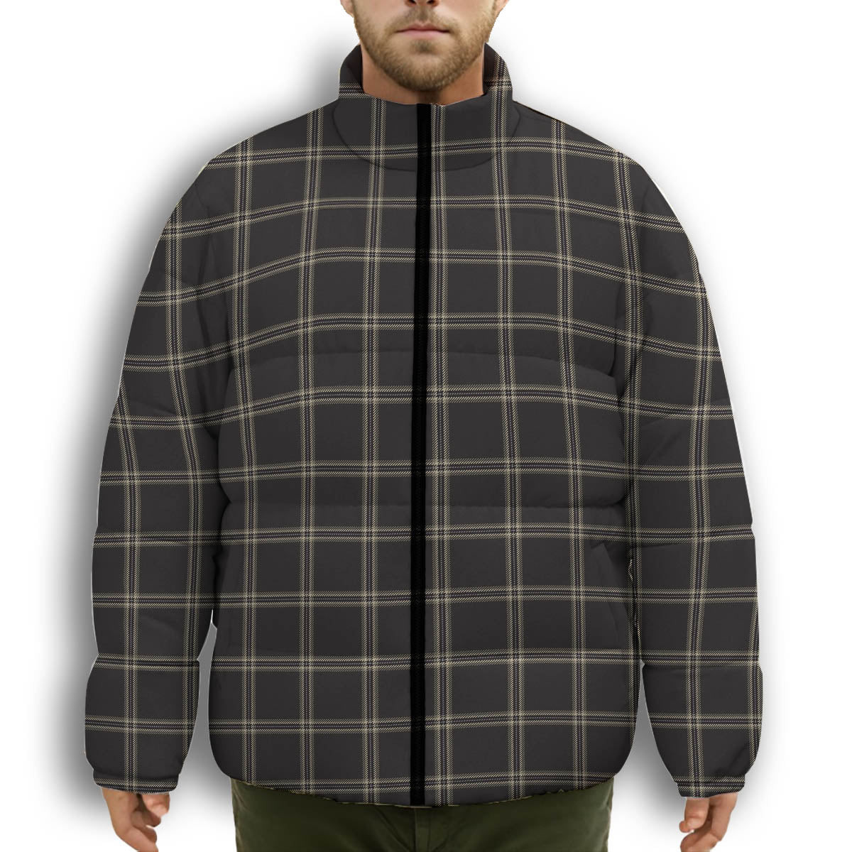 ScotsTee Shop Scottish Eternity Premium Tartan Collar Down Jacket Winter White Duck Down Plaid