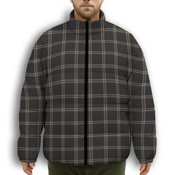 ScotsTee Shop Scottish Eternity Premium Tartan Collar Down Jacket Winter White Duck Down Plaid