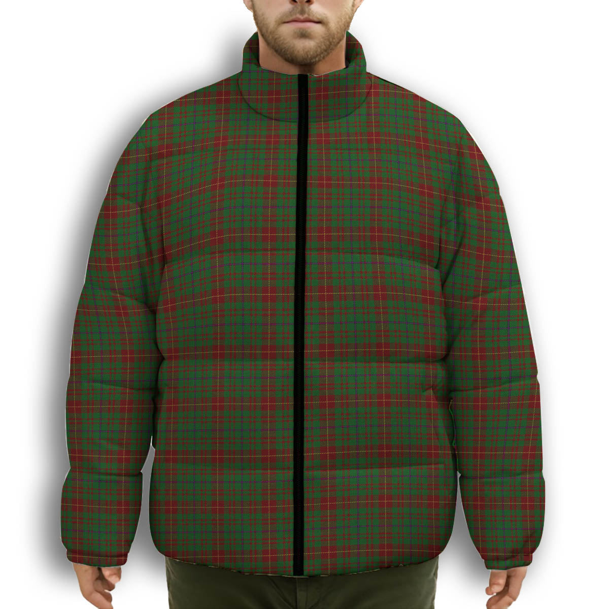 ScotsTee Shop Scottish Fulton Premium Tartan Collar Down Jacket Winter White Duck Down Plaid