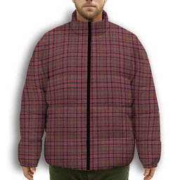 ScotsTee Shop Scottish Donald of Boisdale Modern Premium Tartan Collar Down Jacket Winter White Duck Down Plaid