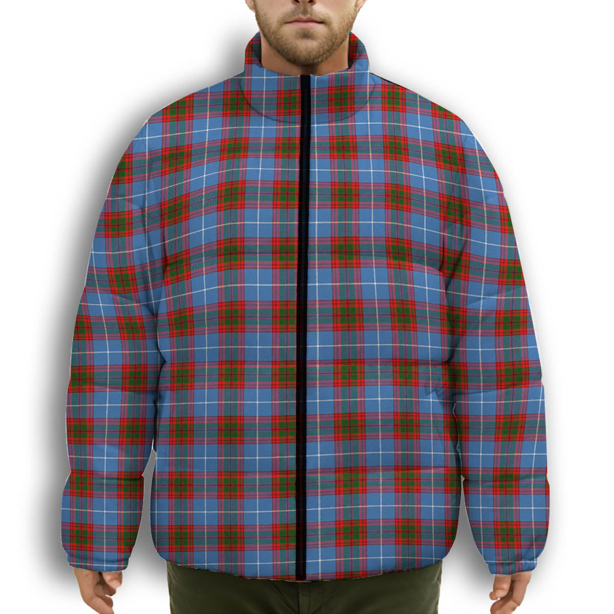 ScotsTee Shop Scottish Dalmahoy Premium Tartan Collar Down Jacket Winter White Duck Down Plaid