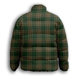 ScotsTee Shop Scottish Fitzsimmons Premium Tartan Collar Down Jacket Winter White Duck Down Plaid
