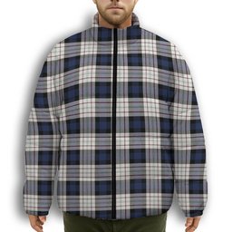 ScotsTee Shop Scottish Fergusson Dress Premium Tartan Collar Down Jacket Winter White Duck Down Plaid