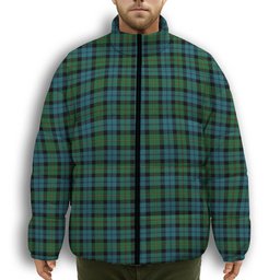 ScotsTee Shop Scottish Ewing Ancient Premium Tartan Collar Down Jacket Winter White Duck Down Plaid