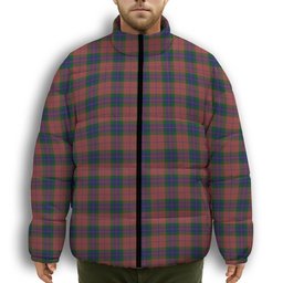 ScotsTee Shop Scottish Fraser of Boblainy Hugh Premium Tartan Collar Down Jacket Winter White Duck Down Plaid