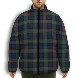ScotsTee Shop Scottish Fletcher of Dunans Modern Premium Tartan Collar Down Jacket Winter White Duck Down Plaid