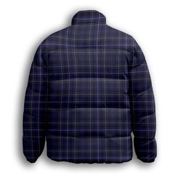 ScotsTee Shop Scottish Frisken Premium Tartan Collar Down Jacket Winter White Duck Down Plaid