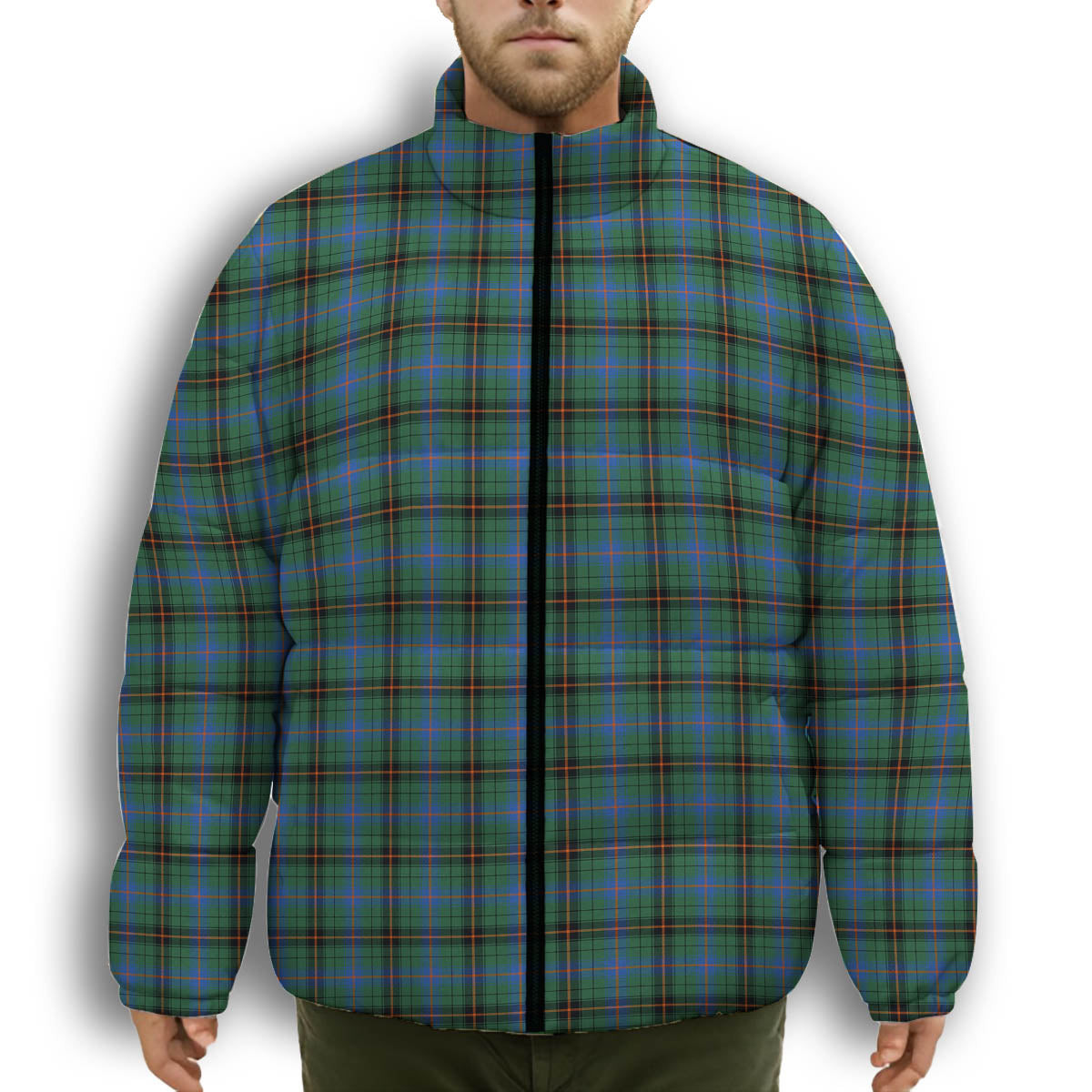 ScotsTee Shop Scottish Davidson Ancient Premium Tartan Collar Down Jacket Winter White Duck Down Plaid