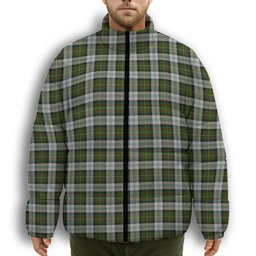 ScotsTee Shop Scottish Gillies Dress Green Premium Tartan Collar Down Jacket Winter White Duck Down Plaid