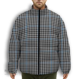 ScotsTee Shop Scottish Gladstone Premium Tartan Collar Down Jacket Winter White Duck Down Plaid
