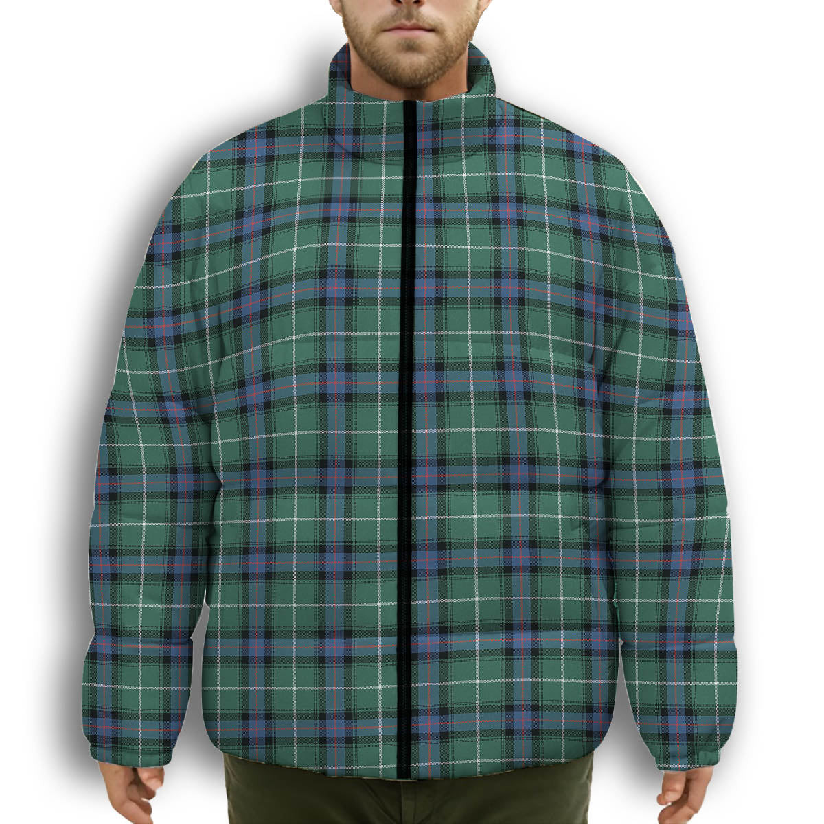 ScotsTee Shop Scottish Donald of the Isles Hunting Ancient Premium Tartan Collar Down Jacket Winter White Duck Down Plaid