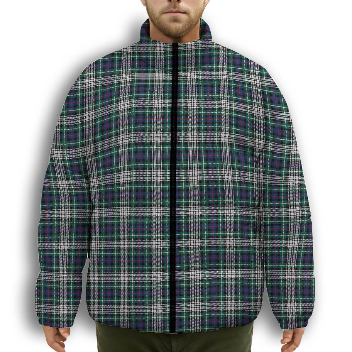 ScotsTee Shop Scottish Davidson of Tulloch Dress Modern Premium Tartan Collar Down Jacket Winter White Duck Down Plaid