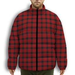 ScotsTee Shop Scottish Ewing Premium Tartan Collar Down Jacket Winter White Duck Down Plaid
