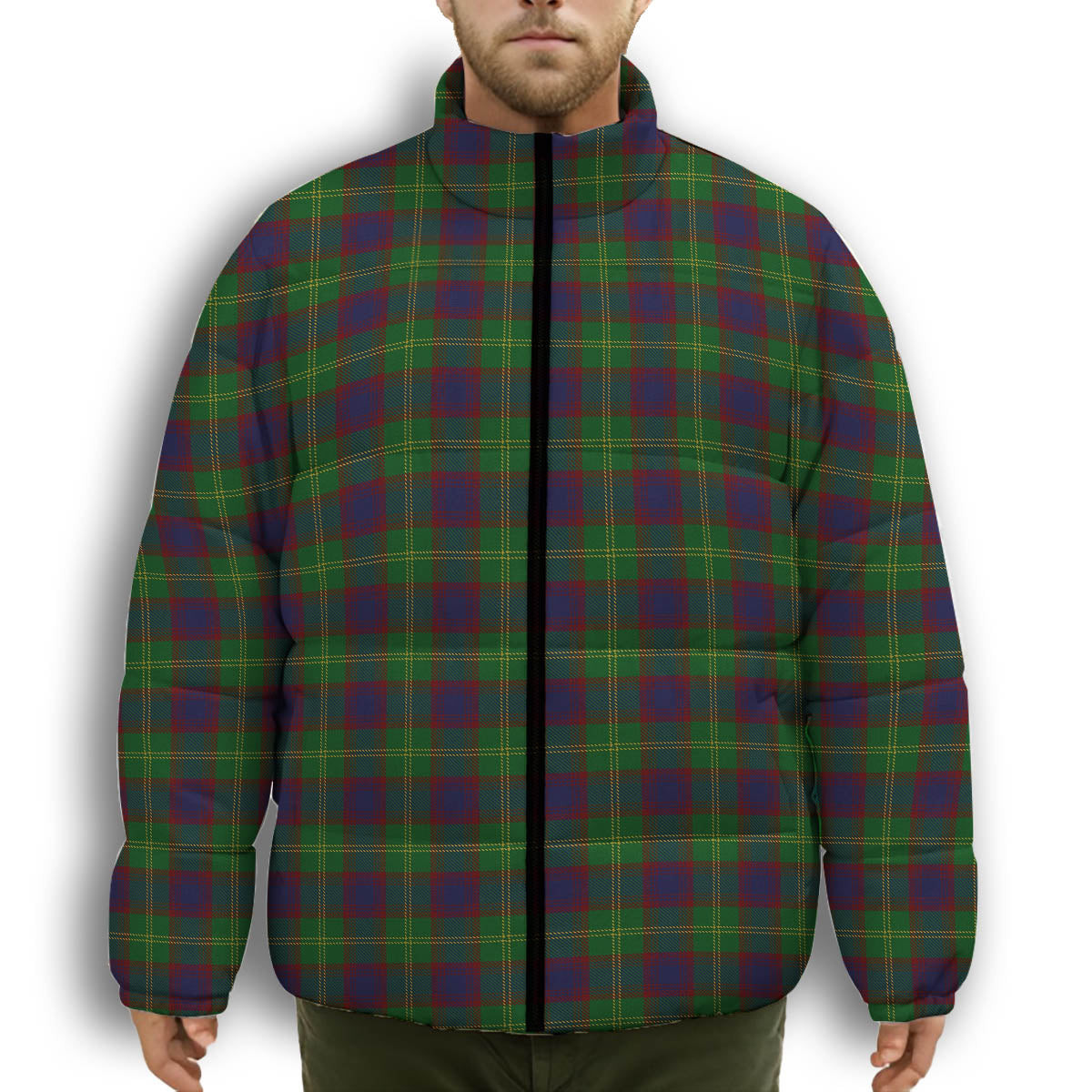 ScotsTee Shop Scottish Durie Premium Tartan Collar Down Jacket Winter White Duck Down Plaid