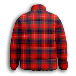 ScotsTee Shop Scottish Fraser Modern Premium Tartan Collar Down Jacket Winter White Duck Down Plaid