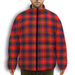 ScotsTee Shop Scottish Fraser Modern Premium Tartan Collar Down Jacket Winter White Duck Down Plaid