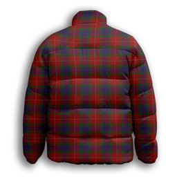 ScotsTee Shop Scottish Fraser 1842 Premium Tartan Collar Down Jacket Winter White Duck Down Plaid