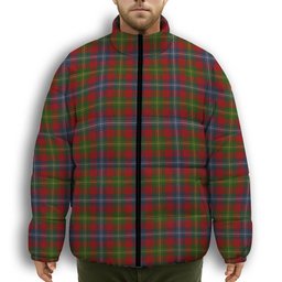 ScotsTee Shop Scottish Forrester Premium Tartan Collar Down Jacket Winter White Duck Down Plaid