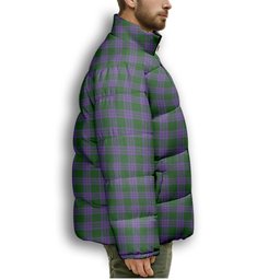 ScotsTee Shop Scottish Elphinstone Premium Tartan Collar Down Jacket Winter White Duck Down Plaid