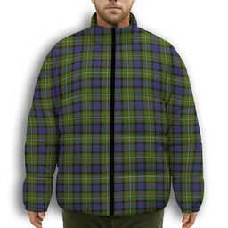 ScotsTee Shop Scottish Ferguson Modern Premium Tartan Collar Down Jacket Winter White Duck Down Plaid
