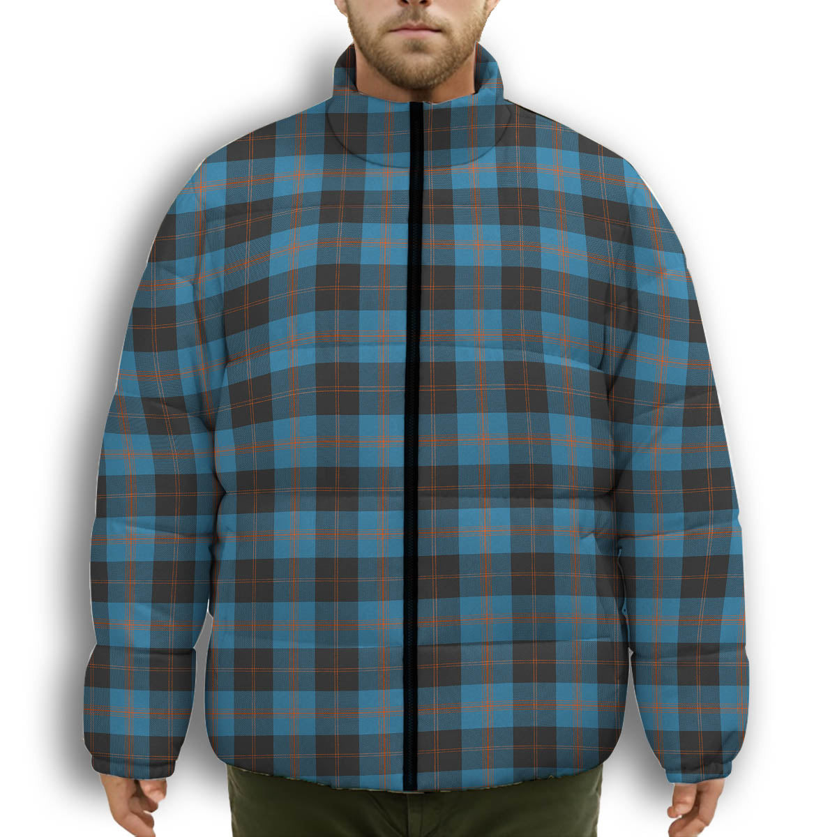 ScotsTee Shop Scottish Gardyne Premium Tartan Collar Down Jacket Winter White Duck Down Plaid