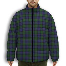 ScotsTee Shop Scottish Dundas 2 Premium Tartan Collar Down Jacket Winter White Duck Down Plaid