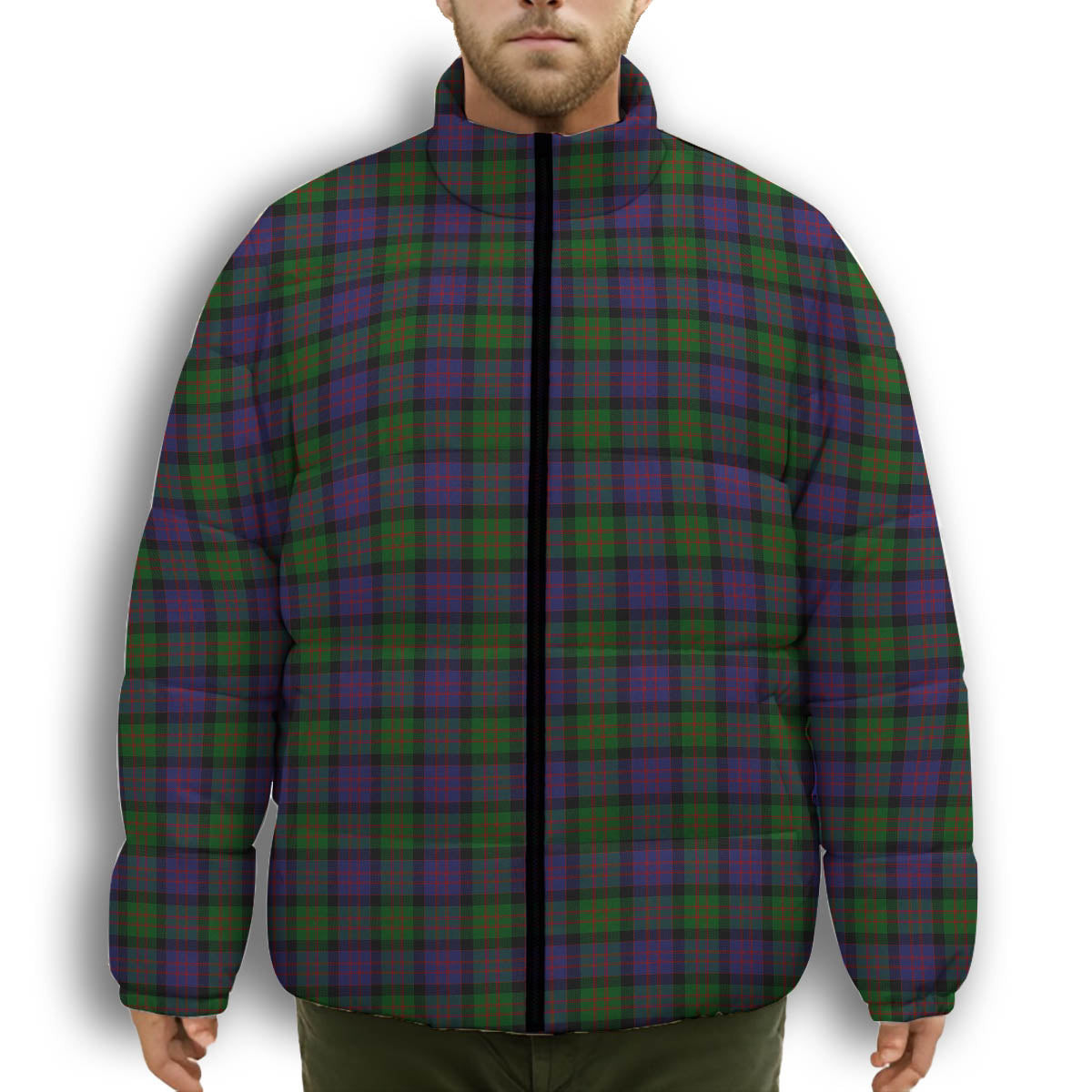 ScotsTee Shop Scottish Donald Premium Tartan Collar Down Jacket Winter White Duck Down Plaid