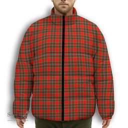 ScotsTee Shop Scottish Drummond of Perth Premium Tartan Collar Down Jacket Winter White Duck Down Plaid