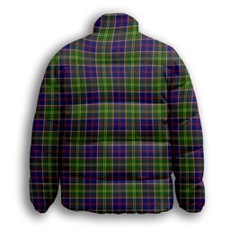 ScotsTee Shop Scottish Dalrymple Premium Tartan Collar Down Jacket Winter White Duck Down Plaid