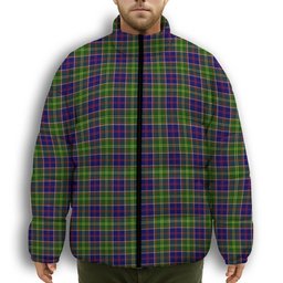 ScotsTee Shop Scottish Dalrymple Premium Tartan Collar Down Jacket Winter White Duck Down Plaid