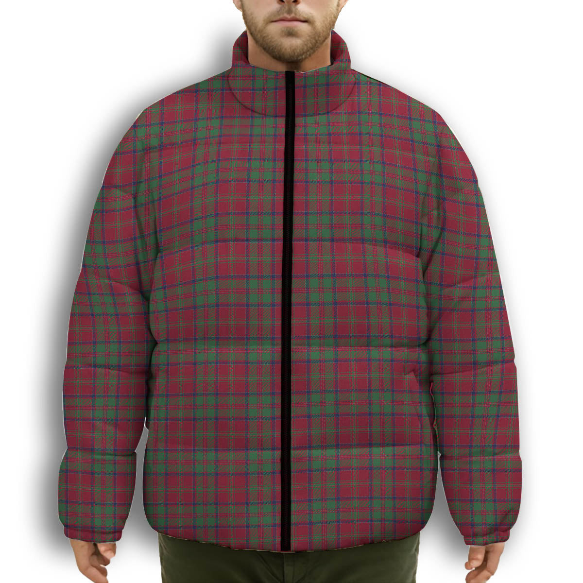 ScotsTee Shop Scottish Donald of Glencoe Modern Premium Tartan Collar Down Jacket Winter White Duck Down Plaid