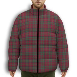 ScotsTee Shop Scottish Donald of Glencoe Modern Premium Tartan Collar Down Jacket Winter White Duck Down Plaid